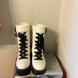 Mix No. 6 white faux leather boots